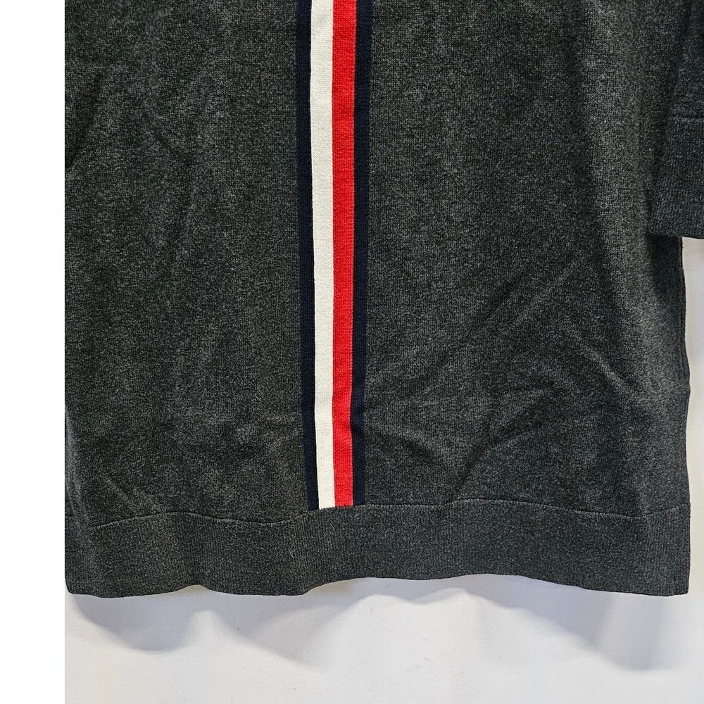 Tommy Hilfiger Gray Turtleneck Sweater Dress Racing Stripe Long Sleeve Knit - Picture 2 of 9
